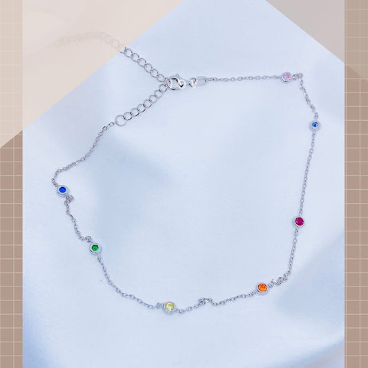 multi color bezel setting stones choker.