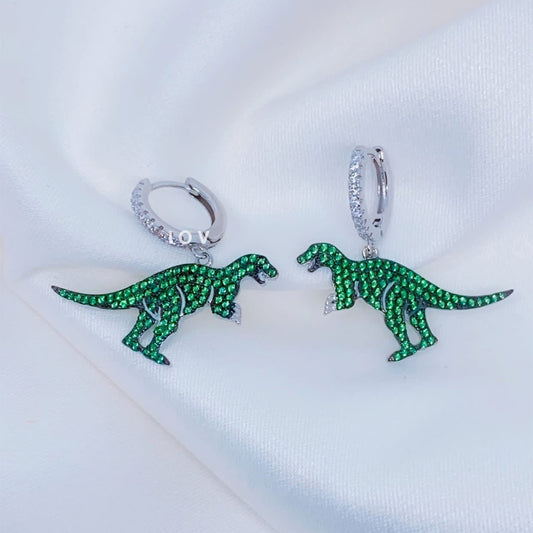 green Dinosaurs hoop earrings.