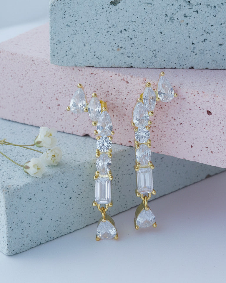 multi-stone shapes cone shape earrings.