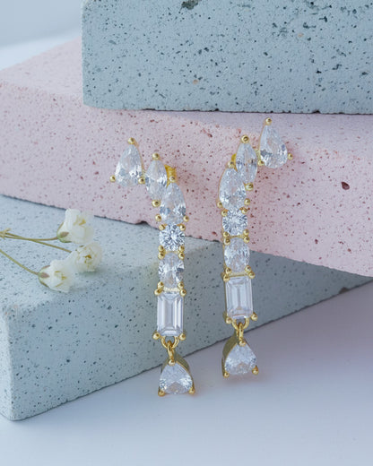 multi-stone shapes cone shape earrings.