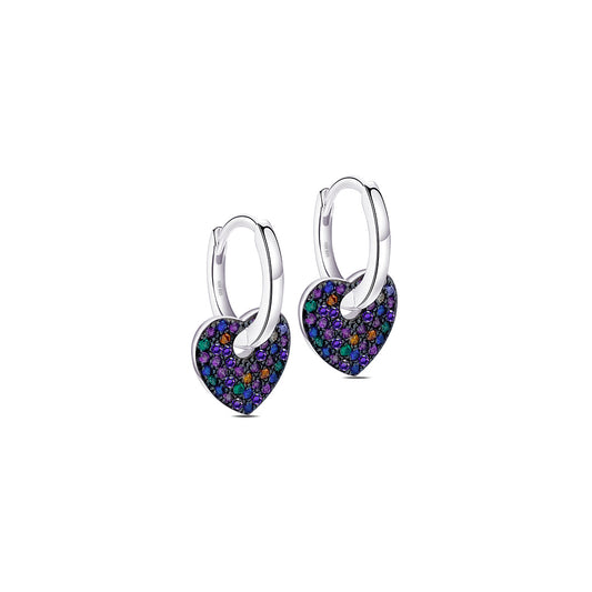 plain hoop earrings with removable colorful heart shape.