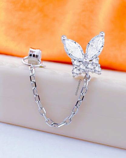 butterfly back and front chain earring.