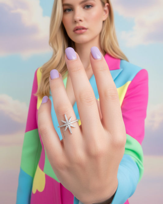 Star shape CZ ring.
