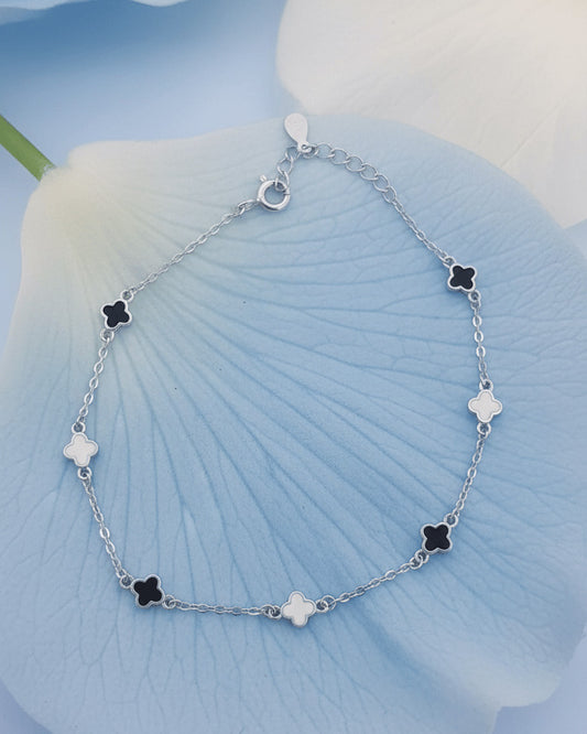 delicate four clover back and front enamel shape bracelet.