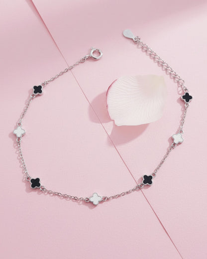 delicate four clover back and front enamel shape bracelet.