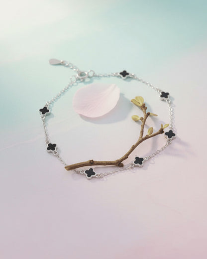 delicate four clover back and front enamel shape bracelet.