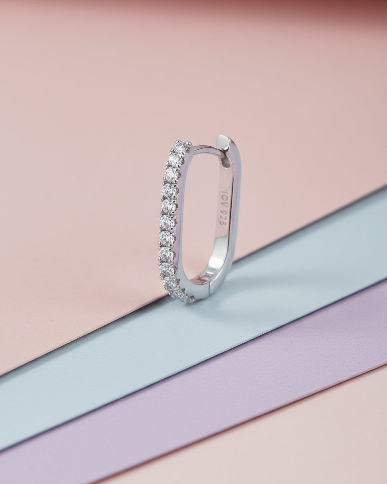 rectangular hoop earring.