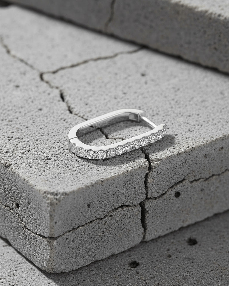 rectangular hoop earring.