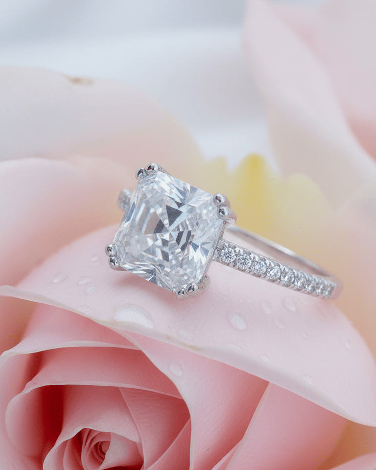 Asscher cut solitaire ring.