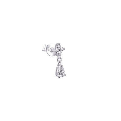 four round stones with dangling pear shape stud earring.