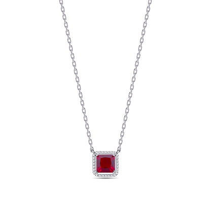 square ruby color stone necklace.