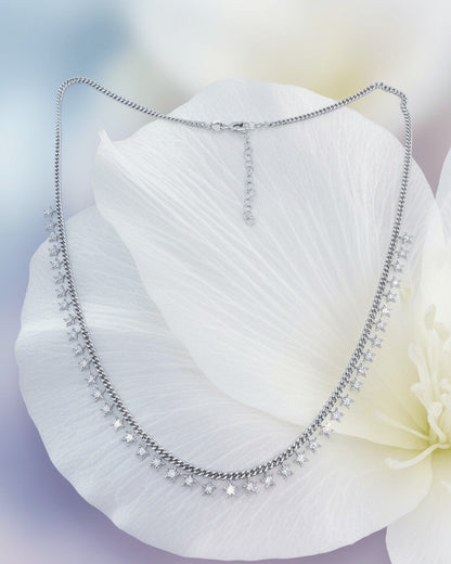 curb chain style necklace with dangling stars shape with CZ.