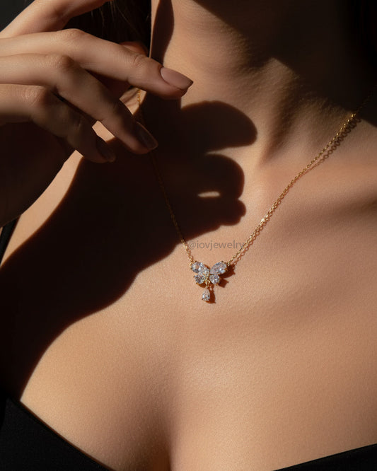 butterfly shape cz necklace.