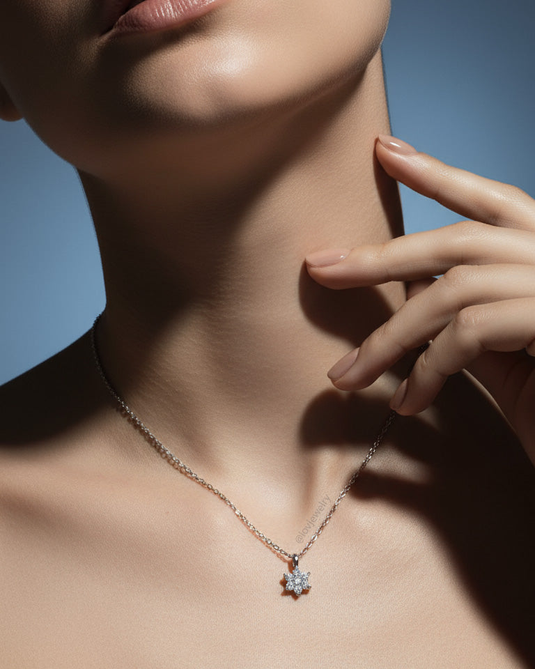 5 mm CZ cluster of a flower shape necklace.