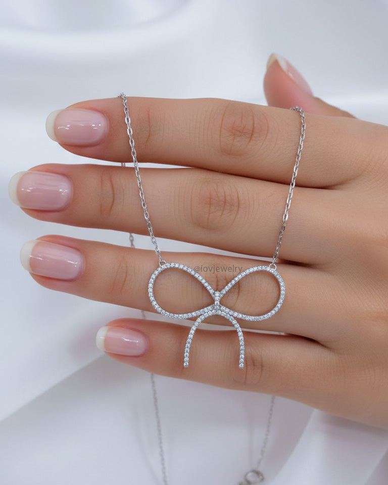CZ Bowtie shape necklace.