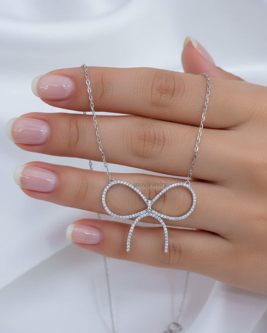 CZ Bowtie shape necklace.