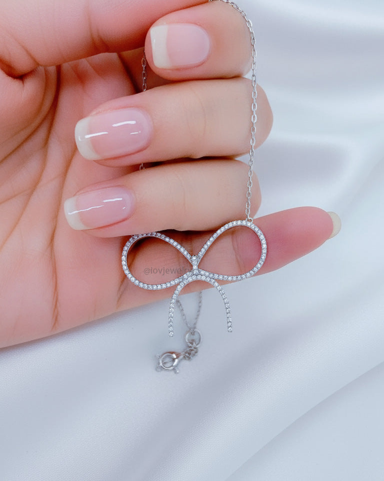 CZ Bowtie shape necklace.
