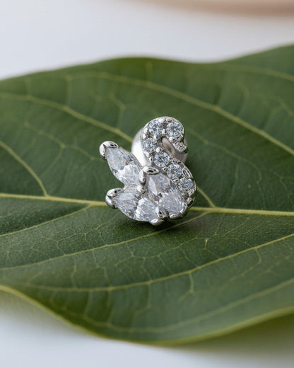 6.5 mm tiny swan shape stud earring.