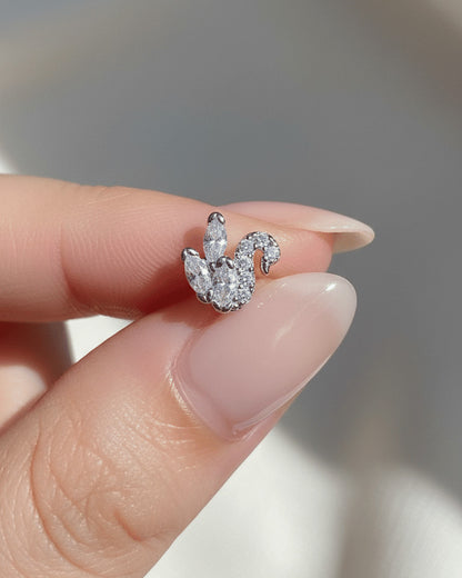 6.5 mm tiny swan shape stud earring.