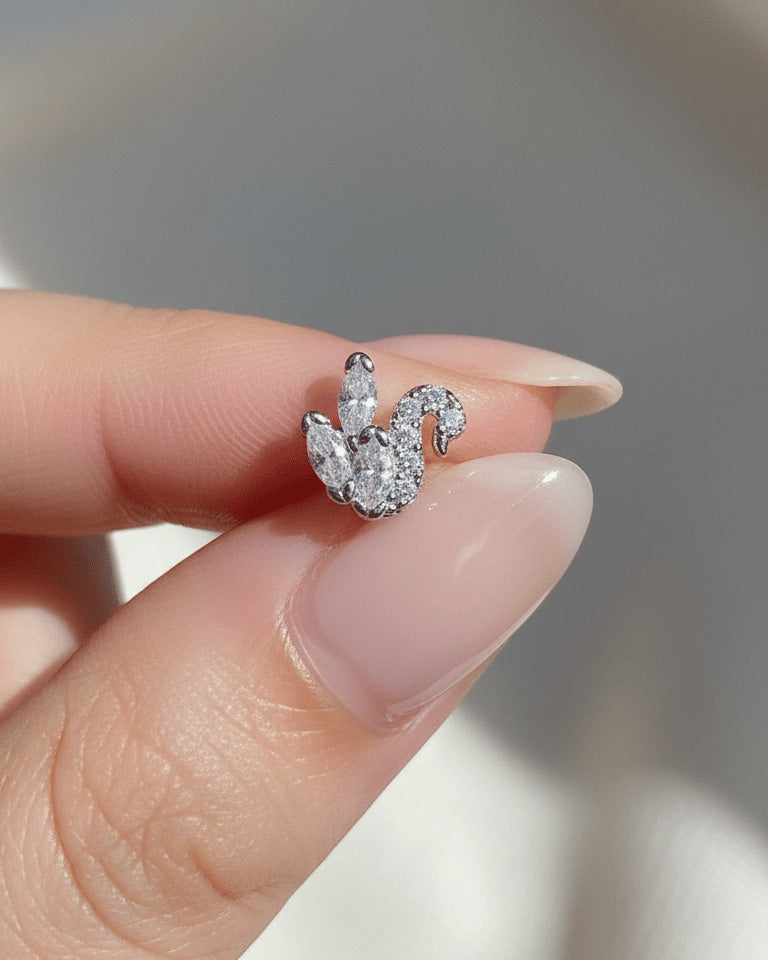 6.5 mm tiny swan shape stud earring.