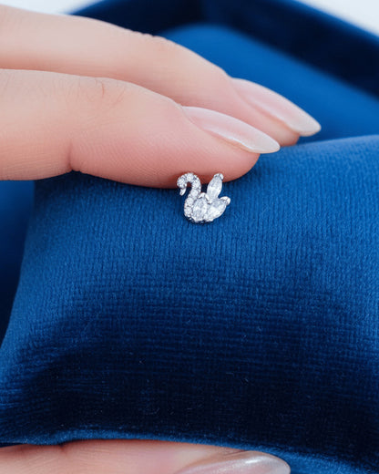 6.5 mm tiny swan shape stud earring.