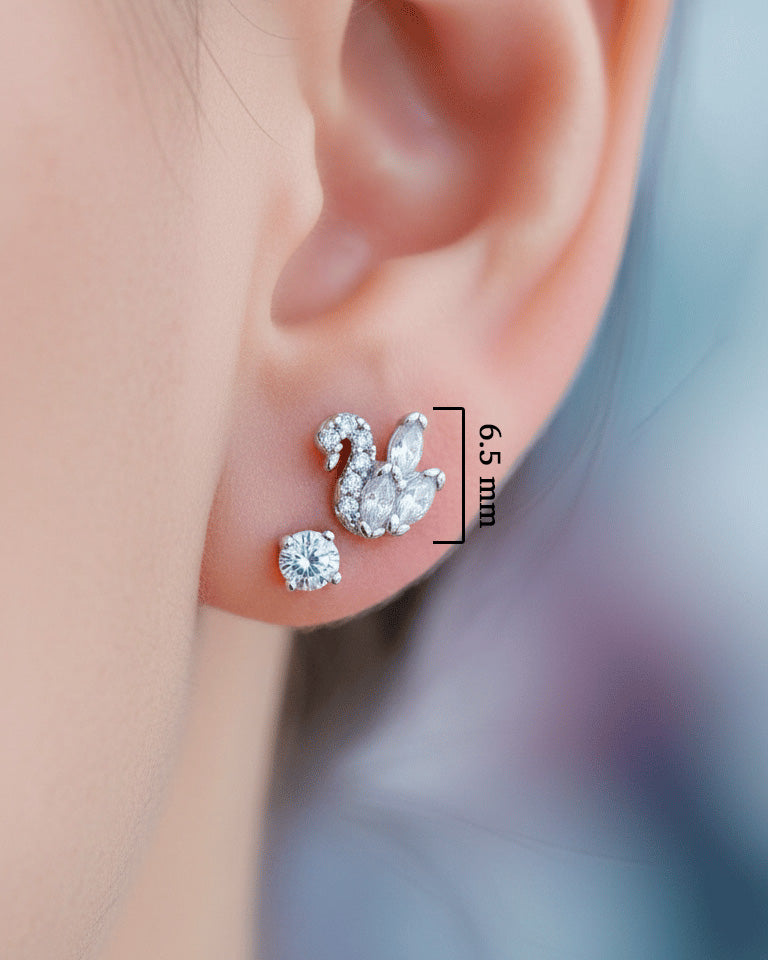 6.5 mm tiny swan shape stud earring.