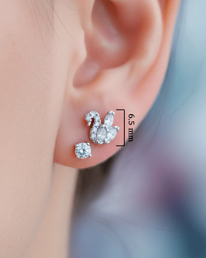 6.5 mm tiny swan shape stud earring.
