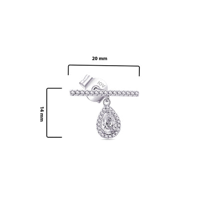 bar with dangling pear shape in a halo setting.
