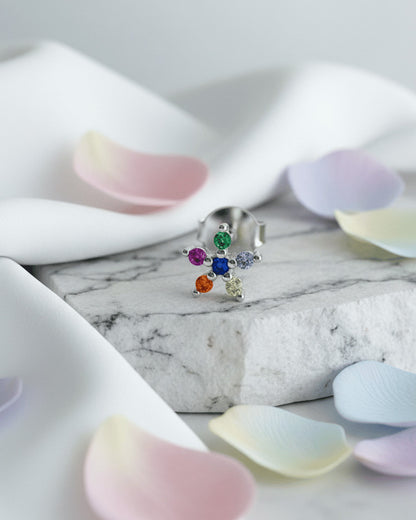 colorful small flower shape stud earring.