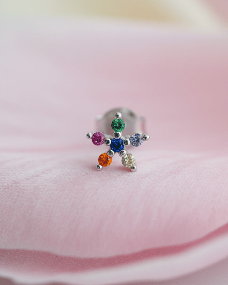 colorful small flower shape stud earring.