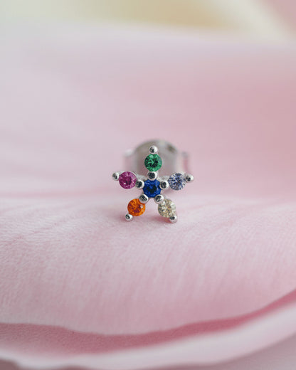 colorful small flower shape stud earring.