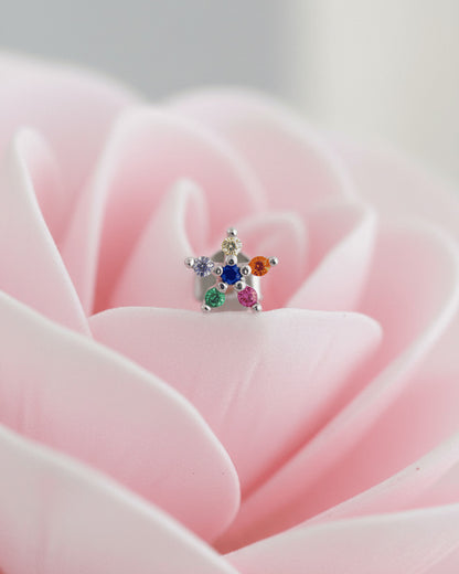 colorful small flower shape stud earring.