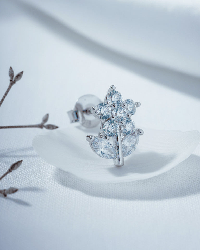 flower shape of round and marquise shape CZ stud earring.