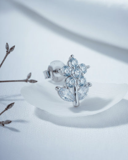 flower shape of round and marquise shape CZ stud earring.