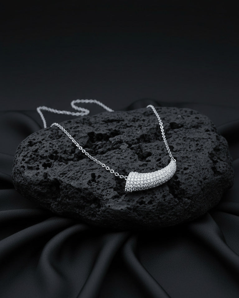 fang shape CZ necklace.