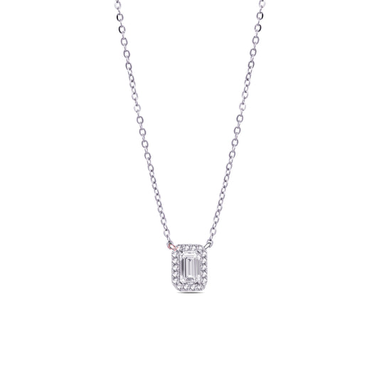 emerald cut diamond style necklace.