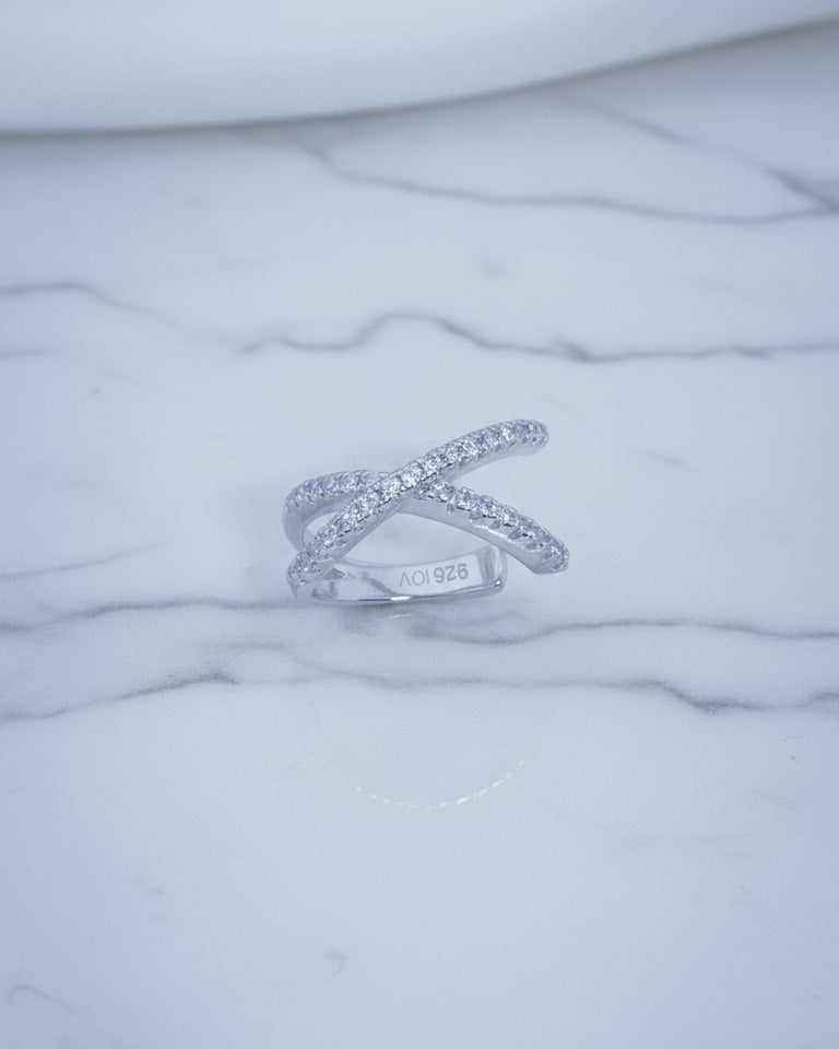 X shape ear-cuff with CZ