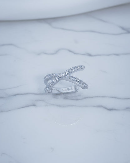 X shape ear-cuff with CZ