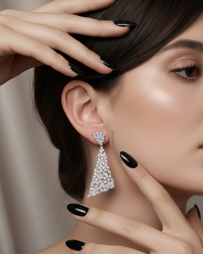 luxury round and marquise shapes CZ earrings.