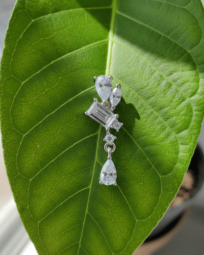 Asymmetric Multi-Shape CZ Drop stud Earring.