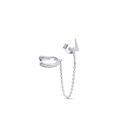 Bolt shape linked to earcuff.
