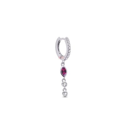 emerald and ruby dandling hoops earrings.