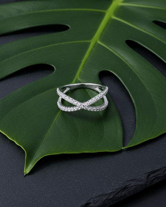 X shape CZ ring.
