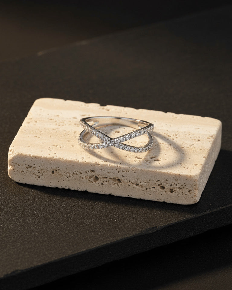 X shape CZ ring.