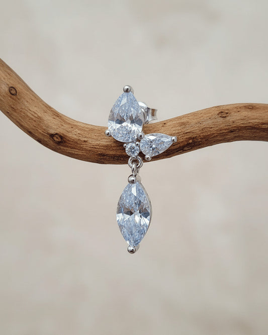 Pears shape and dangling Marquise stud earring.