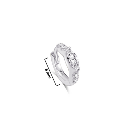 8mm huggie CZ hoop earring with marquise stone.
