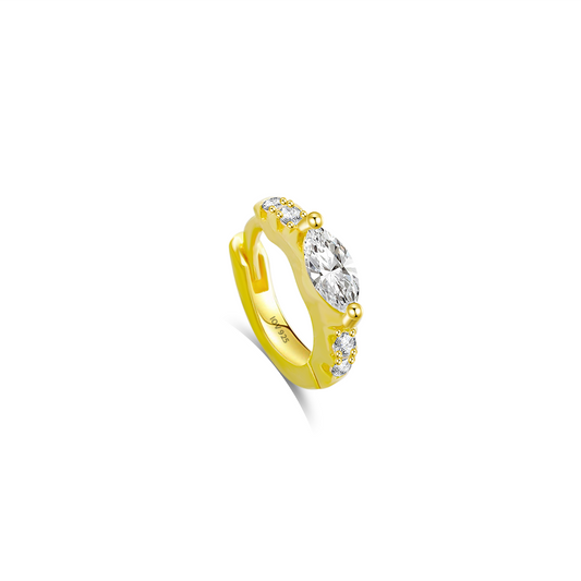 8mm huggie CZ hoop earring with marquise stone.