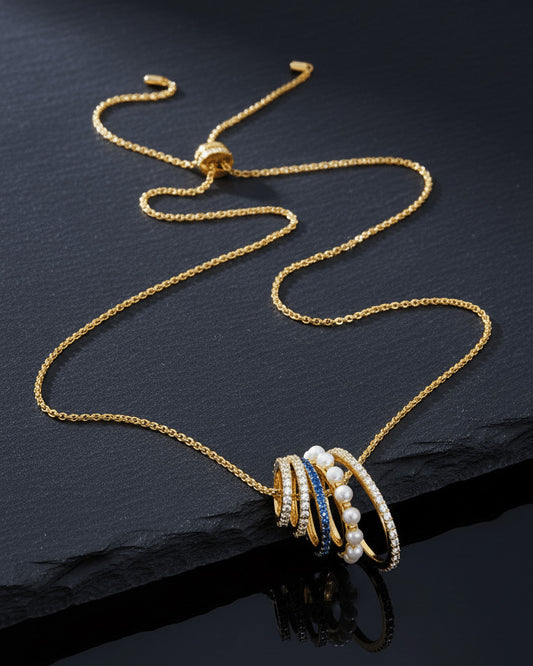 multihoop adjustable length necklace.