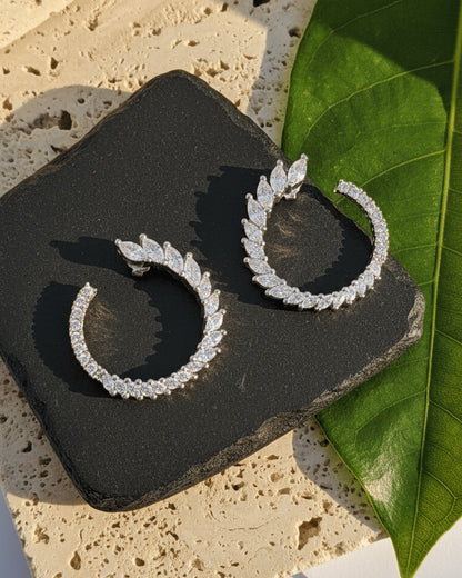 incomplete circle of marquise and round CZ stud earring.