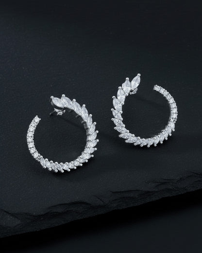 incomplete circle of marquise and round CZ stud earring.